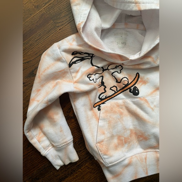 3T Snoopy Tie-Dye Hoodie Kids white orange snoopy skateboard gender neutral - Picture 14 of 15